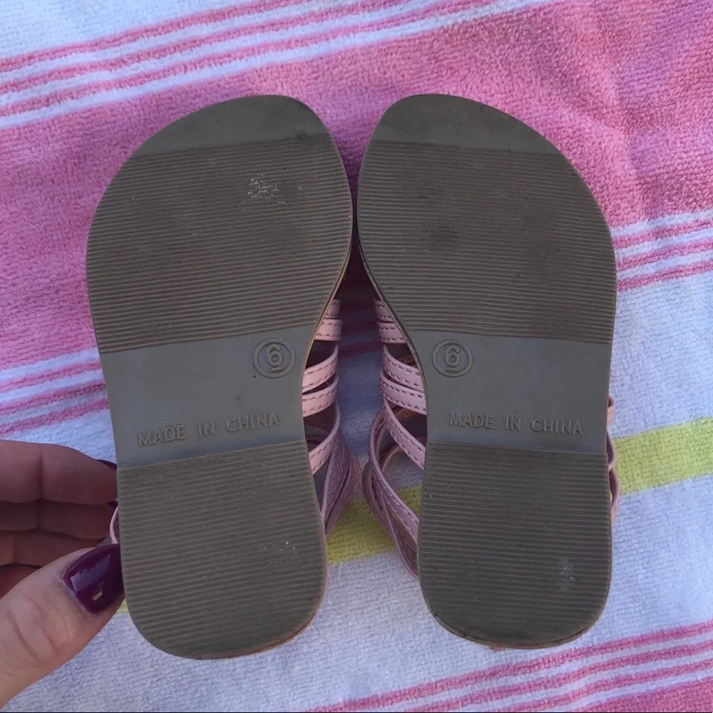 Girls Pink Strappy Gladiator Sandals